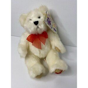 PBC International Tag Along 8” Bear Plush White Cream Embroidered Paw I Love You